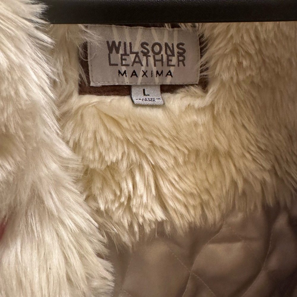Wilsons Leather Tan Jacket with Cream Fur Lining - Picture 2 of 3